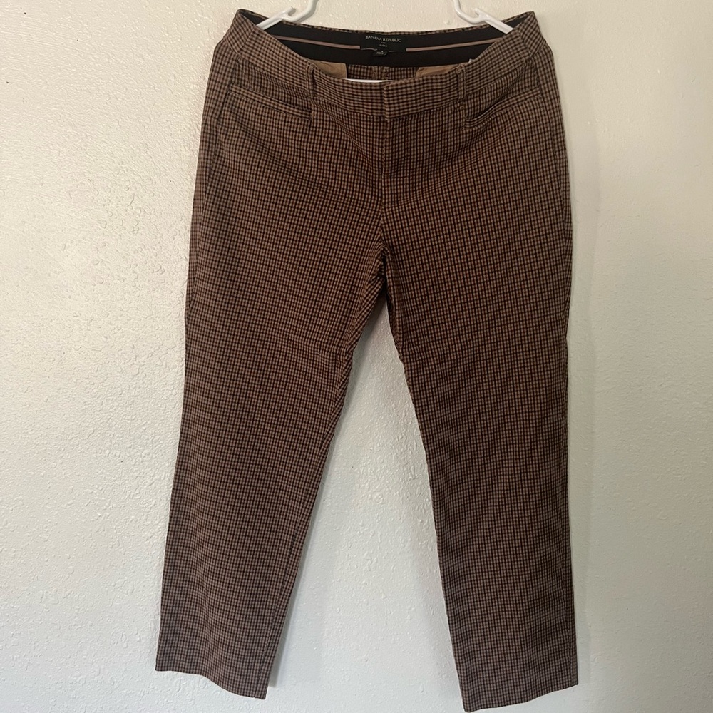 Banana Republic Factory Women's Brown Checkered Ankle Pants